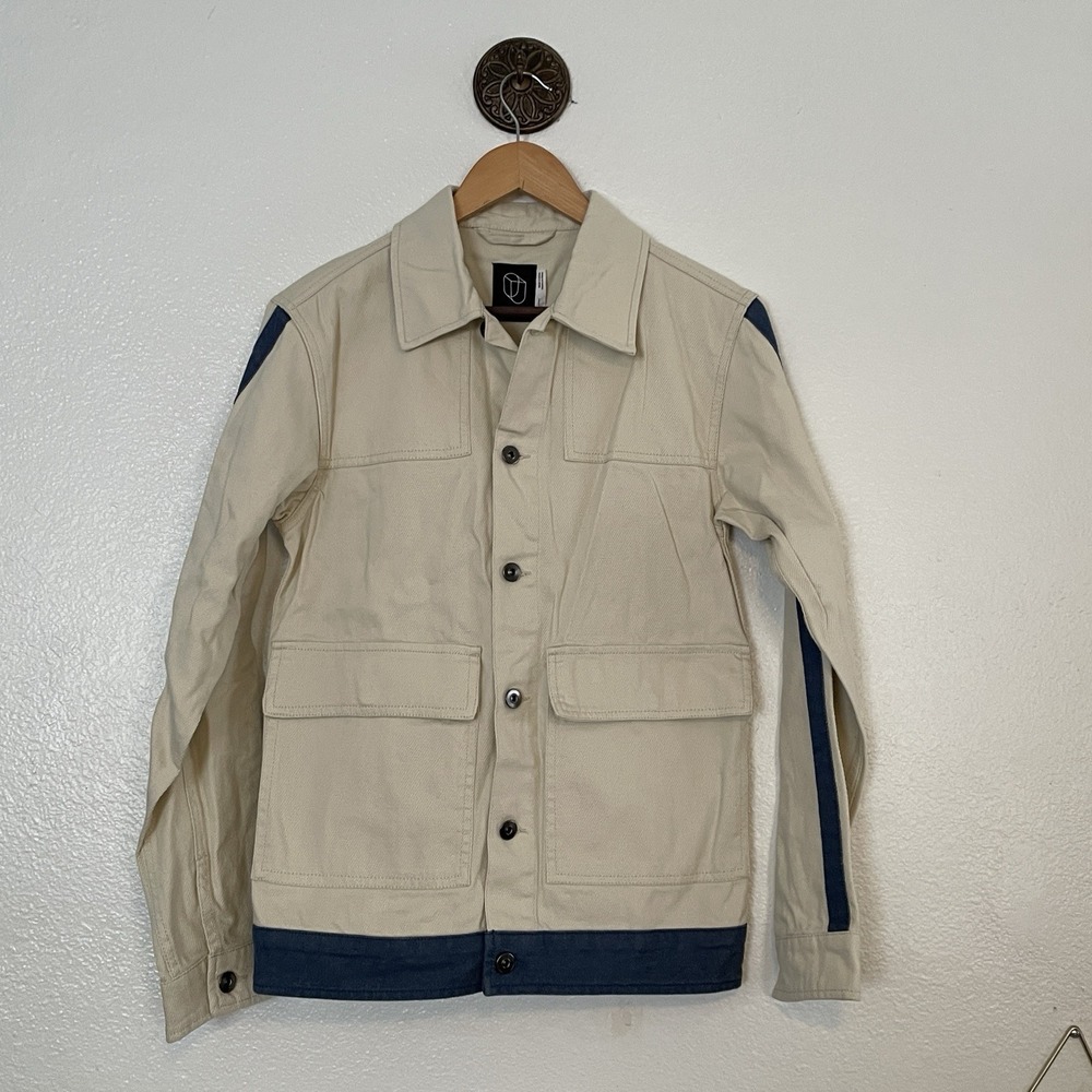 NWT Original Use Jean Jacket XS Mens‎ Ivory Blue Colorblock Denim Trucker